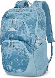 High Sierra Swoop Backpack, Lightweight Bookbag, Large Main Compartment + External Accessory Pockets, Separate Laptop Pocket, Dual Water Bottle Pockets, Fits most 17 Laptops, 30L Capacity, Blue Waves
