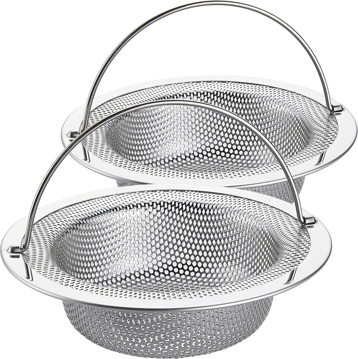 LASSHSWA Kitchen Sink Strainer Stainless Steel, Kitchen Sink Drain Strainer with Handle, Sink Strainers with Large Wide Rim 4.5" Diameter for Kitchen Sinks (2PCS)