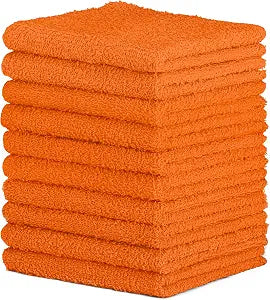 DecorRack 100% Cotton Washcloths 12x12 in, Burnt Orange (10 Pack)