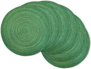 DII Tabletop Collection, Variegated Round Placemat, Round, 15" Diameter, Sparkle Green, 6 Piece