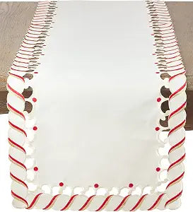 Candy Cane Design Christmas Holiday Table Runner