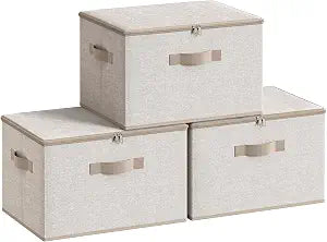 SONGMICS Set of 3 Storage Bins with Zipper Lids, 31 Quart Storage Boxes