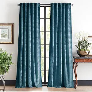 Martha Stewart Wave Embossed Room Darkening Curtains 37 x 84 Blue 2 Panels
