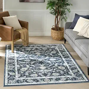Nourison Home Dekor Slate/Ivory 4' x 6' Area Rug - Easy Clean, Non Shedding, Bed Room, Living Room, Dining Room, Kitchen (4' x 6')