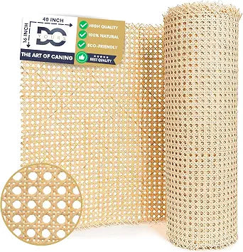 16" Natural Rattan Cane Webbing Roll  Prewoven Wicker Sheet for Furniture Repair, Cabinets & Chairs (16in L x 3.3ft W)