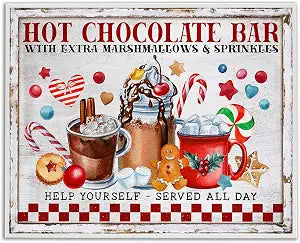 Festive Hot Chocolate Bar Holiday, 11 x 14 Inch Framed Gicle Print