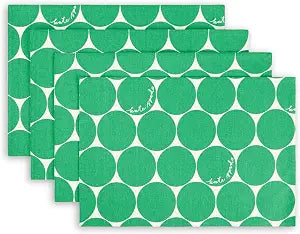 kate spade new york Joy Dot Placemats 4-Pack Set, Reversible, 100% Cotton, Machine Washable, Green/Cream, 13"x19"