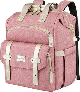 FALANKO Backpack for Women,Wide Open Work Large Student Bookbag for 15.6 Inch Laptop,Doctor Teacher Nurse College School Travel Bag,Water Resistant Laptop Bookbag Computer Back Pack Pink
