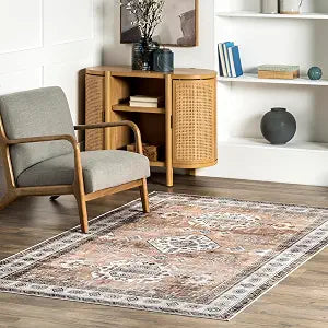 nuLOOM Evelina Light Orange Medallion Washable Area Rug, 2' x 3'