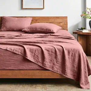 Bare Home Washed Sheet Set 1800 Ultra-Soft (Queen, Dusty Rose)