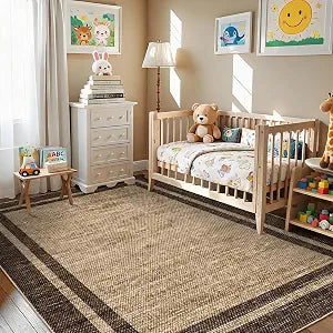 Garvee 5x7 Area Rugs Neutral Border Washable Rugs for Living RoomBrown