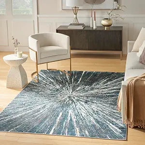 Nourison Home Ambiance Blue Silver 3'11" x 5'11" Area Rug Easy Clean, Non Shedding, Bed Room, Living Room, Dining Room, Kitchen (4' x 6')