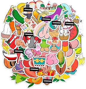 50Pcs Cute Dick Vinyl Sticker, Waterproof Decal for Adults, Funny Penis Stickers for Water Bottle, Car, Laptop, Phone, Skateboard