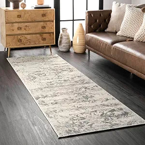 nuLOOM Freja Grey Floral & Paisley Power Loomed Runner Rug, 2' x 6'