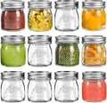 Mason Jars, 8 OZ, 12 Pack with Lids and Bands, Glass Canning Jars for Canning, Pickling, Preserving, Jam, Honey, Wedding Favors, Shower Favors (12 Pack) (Regular Mouth)