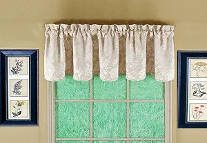 Today's Curtain, Flora Leaf Jacquard Valance 18", Taupe, 52" W x 18" L