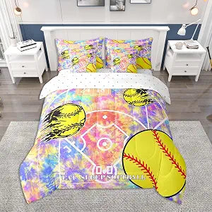 Feelyou Softball Comforter Set with Sheets 7 Piece Queen Size