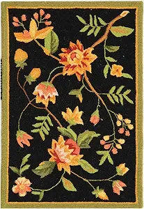 SAFAVIEH Chelsea Collection Accent Rug - 1'8" x 2'6", Black, Hand-Hooked French Country Wool, Ideal for High Traffic Areas in Entryway, Living Room, Bedroom (HK263B)