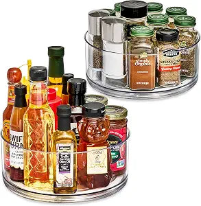 Sorbus Lazy Susan Organizer, Clear Turntable Organizer (Tall 2 Pack)