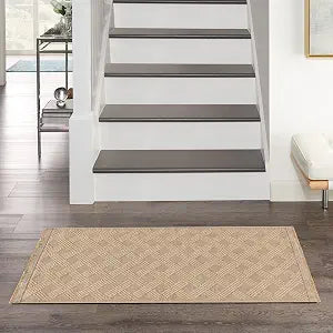 Nourison Home Washable Jute Natural 2' x 4' Area Rug - Easy Clean, Non Shedding, Bed Room, Living Room, Dining Room, Kitchen (2' x 4')