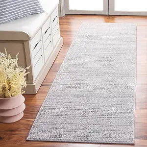 SAFAVIEH Harmony Collection Area Rug - 2'2" x 8' Runner, Light Grey, Geometric Design, Ideal for High Traffic Areas in Living Room, Bedroom, Dining (HMY800G)