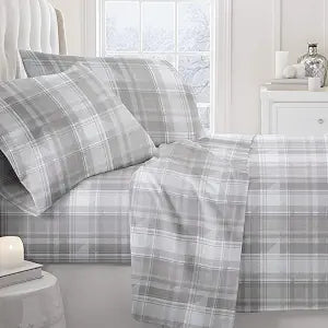 Linen Market 3 Piece Twin Bedding Sheet Set (Light Gray Plaid) - Sleep Better Than Ever with These Ultra-Soft & Cooling Bed Sheets for Your Twin Size Bed - Deep Pocket Fits 16" Mattress