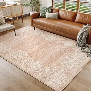 GarveeHome Modern Floral Rugs 5x7 Rug for Living Room Machine Washable Pink Kids Rug Farmhouse Non Slip Large Bedroom Rug Soft Low Pile Stain Resistant Carpet for Office Nursery Dining Room 5'x7' Pink