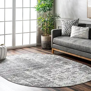 nuLOOM Deedra Grey Abstract Power Loomed Area Rug, Oval 3' x 5'