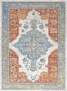 Modway Citlali Distressed Colorful Southwestern Aztec 4x6 Area Rug in Multicolored