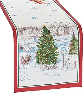 Santa's Snowy Sleighride Table Runner, Multicolor - 13"W x 70"L