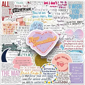 Pop Music Stickers, 50PCS Lyrics Decals, Waterproof Vinyl Stickers for Laptop, Water Bottle, Phone - Kawaii Durable Cute Aesthetic Decals, DIY Crafts for Scrapbooking, Journaling. Lyrc