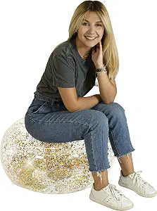 Air Candy Inflatable Ottoman BloChair Filled with Gold Glitter Perfect Inflatable Furniture for Kids and Adults. Can be Used Indoors or Outdoors.