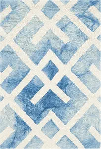 SAFAVIEH Dip Dye Collection Accent Rug - 2' x 3', Blue & Ivory, Handmade Moroccan Watercolor Wool, Ideal for High Traffic Areas in Entryway, Living Room, Bedroom (DDY677G)