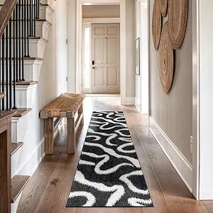 Rugshop Shag Abstract Runner Rug Soft Graphite/Anthracite 2' 3" x 12'