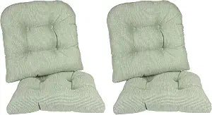 Klear Vu Gripper Overstuffed Universal Non-Slip Dining Chair Cushions for Kitchen Decor or Office Use, U-Shaped Skid-Proof Seat Pad, 15x15 Inches, 2 Count (Pack of 2), Slub Celadon Green
