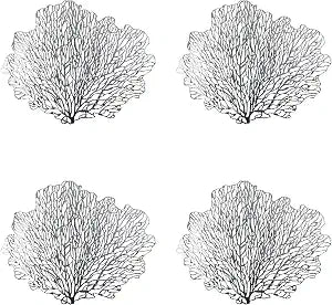Home Details 4 Pack Coral Metallic Placemats | Detail Dcor | Perfect Tablescape | Great for Dining Room | Kitchen Table | Island Counter | Coffee Table | Coral Design | Sliver