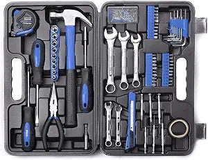 CARTMAN 148-Piece Household Tool Set, Blue Tool Kit with Plastic Toolbox