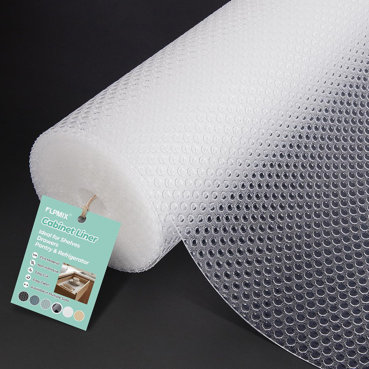 Clear Shelf Liner for Kitchen Cabinets: 17.7"W x 96"L Translucent Easy Cut