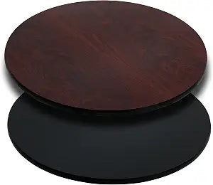 Flash Furniture 24" Round Reversible Table Top, Black/Mahogany