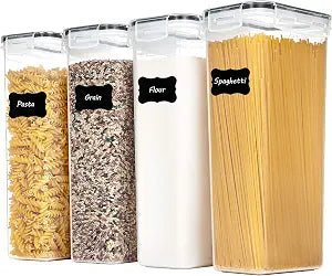 Vtopmart Airtight Food Storage Containers, 4 Pack, 2.8L, Black