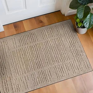Rugshop Striped Border Soft Shag High-Low Area Rug, 2' x 3' Beige