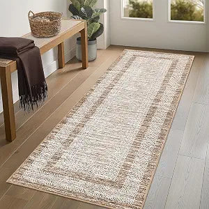 GarveeHome 2x6 Modern Bordered Runner Rug Non Slip Washable Floor Carpet