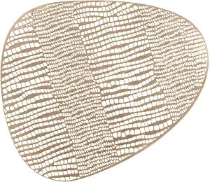 Home Details 4 Pack Oval Pebble Laser Cut Placemat, Kitchen, Dinning Room, Place Setting, Dcor, Gold