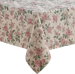 Laura Ashley Textured Faux Linen Tablecloth, 60" x 84", Country Meadow