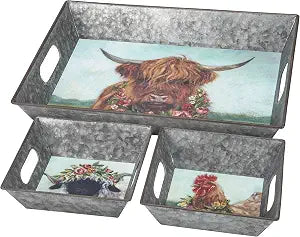 Primitives by Kathy Floral Animal Tray Set