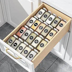 MIUKAA Clear Spice Drawer Organizer, 4 Pcs Seasoning Rack(jar not included)