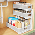 Kitstorack Under Sink Organizer, 1-Pack 3-Tier Height Adjustable Thickened Metal Pull out Cabinet Organizer Shelf, Slide out Storage Drawer Rack for Bathroom Kitchen Pantry Home Laundry Organization