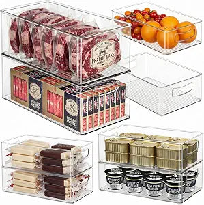 Hudgan 8 Pack Freezer Organizer Bins,Stackable,Clear Bins for Fridge,Pantry