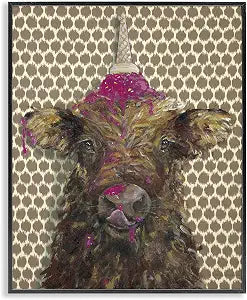 'Hungry Farm Cattle Melting Ice Cream Animal'| Framed Giclee Art