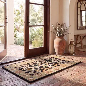 SAFAVIEH Heritage Collection Accent Rug - 2' x 3', Charcoal & Beige, Handmade Traditional Oriental Wool, Ideal for High Traffic Areas in Entryway, Living Room, Bedroom (HG644A)